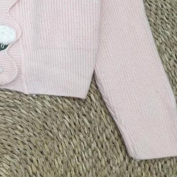Adorable Pink Knit Cardigan Lace Collar Heart Buttons 💗 - Picture 5 of 5